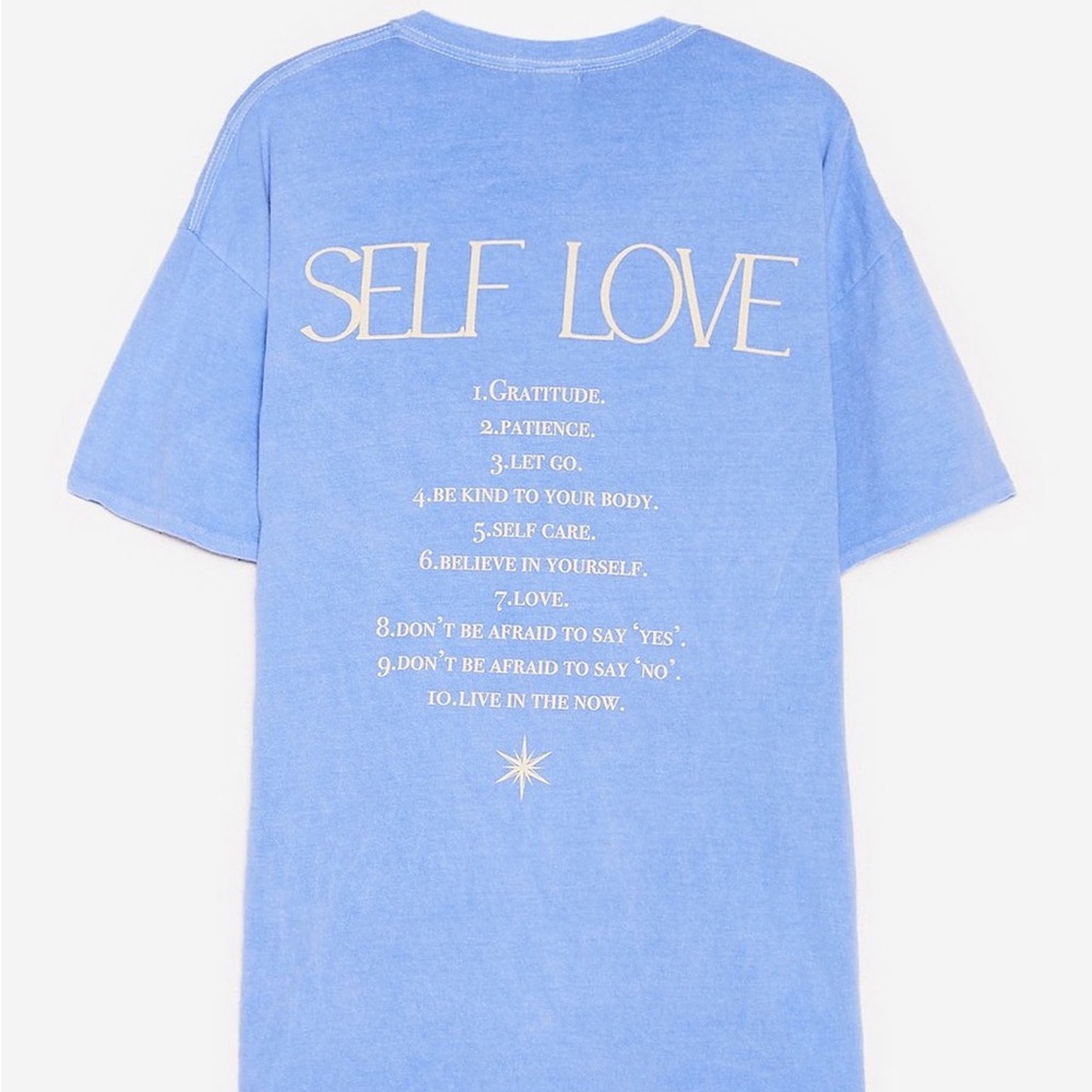 NASTY GAL Self Love baby Oversized Graphic T-Shirt BLUE TEE US 10/12